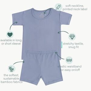 Kids' Blue 2pc Bamboo Pajama Set